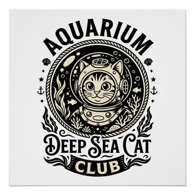 Poster Aquarium Chat de mer profonde Graphique de chat dr (Devant)