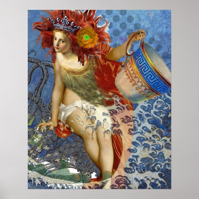 Poster Aquarius Mermaid Bleu gothique (Devant)