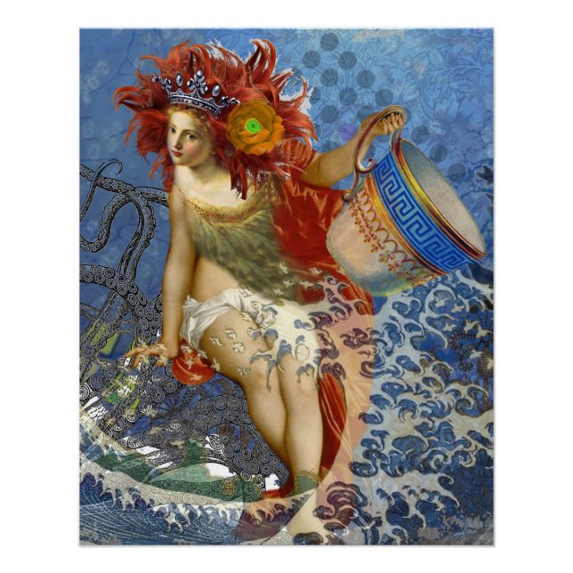 Poster Aquarius Mermaid Bleu gothique (Devant)