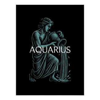 Poster Aquarius Zodiac – Vintage Water Bearer