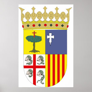 Poster Aragón Armoiries officielles Espagne Symbole Heral