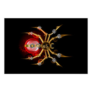 Poster Araignée steampunk sur fond noir