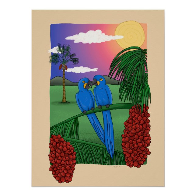 Poster Arara azul - Blue macaw (Devant)