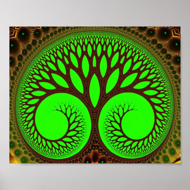 Poster Arbre 2 Art Fractal Vert Fin (Devant)