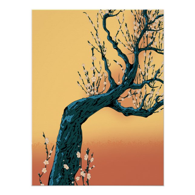 Poster Arbre à fleurs chinois (Devant)