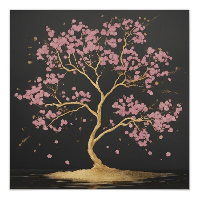 Poster Arbre cerise en fleurs (Devant)
