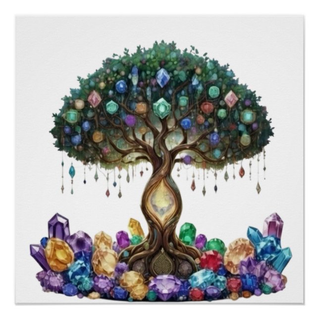 Poster Arbre de gemmes d'amour éternel meilleur cadeau po (Devant)