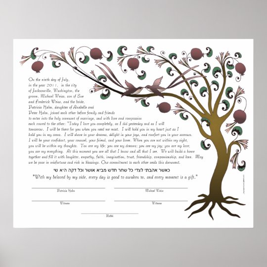 Poster Arbre De Ketubah De La Vie Avec Une Citation Zazzle Fr