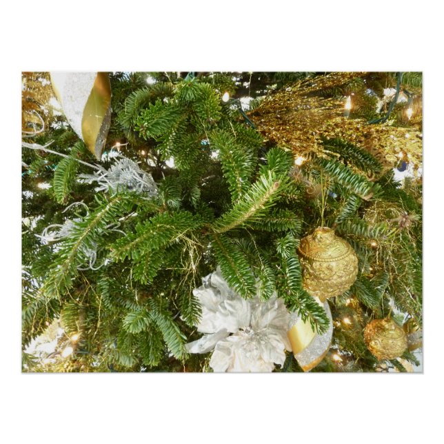 Poster Arbre de Noël argent et or I Vacances (Devant)