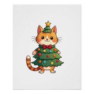 Poster Arbre de Noël Chat Roux Noël Mignon 4