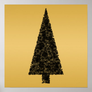 Poster Arbre de Noël élégant. Noir et Or.