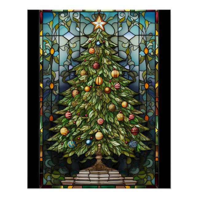 Poster Arbre de Noël en Verre Cathédrale  (Devant)