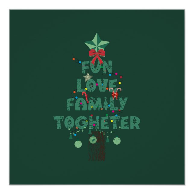 Poster Arbre de Noël Famille Amour Amusement Ensemble (Devant)