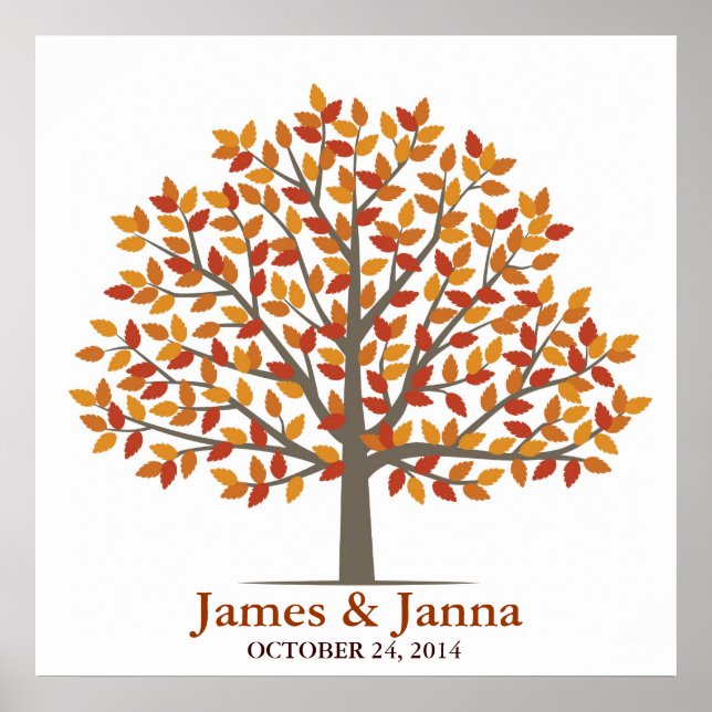Poster Arbre de signature mariage - Automne classique (Devant)