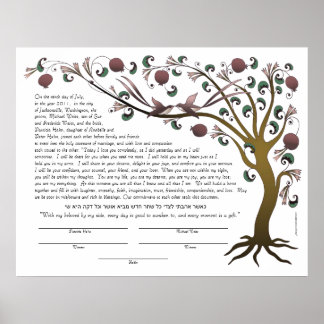 Poster Arbre de vie ketubah avec une citation hébraïque (
