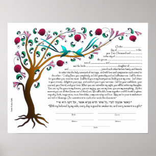 Poster Arbre de vie Ketubah, blanc