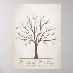 Poster Arbre d'empreintes digitales mariage - Rustique