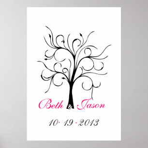 Poster Arbre d'impression du doigt mariage