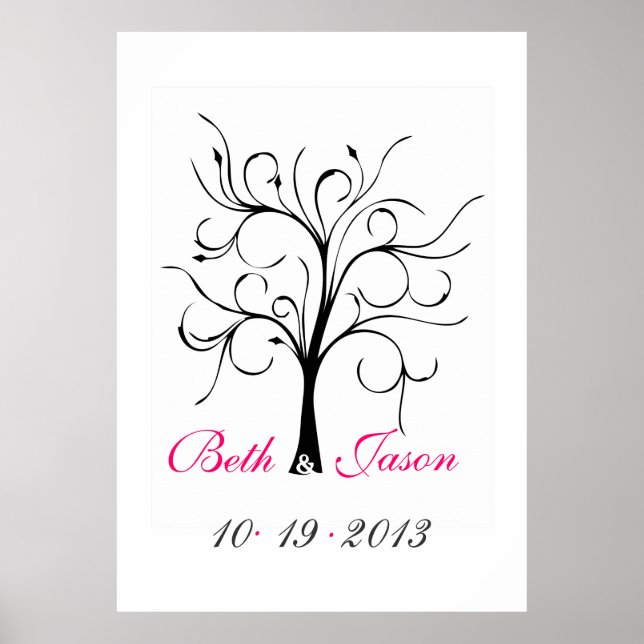 Poster Arbre d'impression du doigt mariage (Devant)