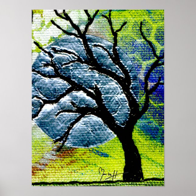 Poster Arbre et fibre de lune (Devant)