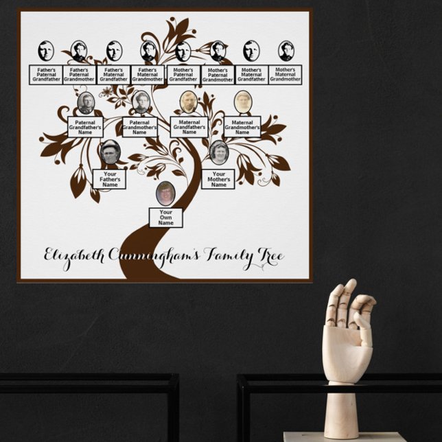 Poster Arbre Floral Brown Silhouette Family Tree Photos (Créateur téléchargé)