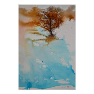 Poster Arbre peinture Abstraite paysage art