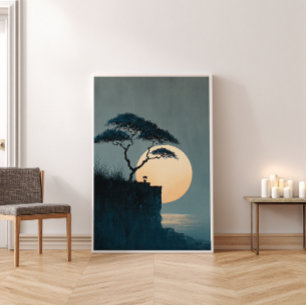 Poster Arbre Solitaire Cliff Mur Zen Art- Décor Minimalis