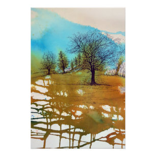 Poster Arbres Abstraits Peinture Paysage Art