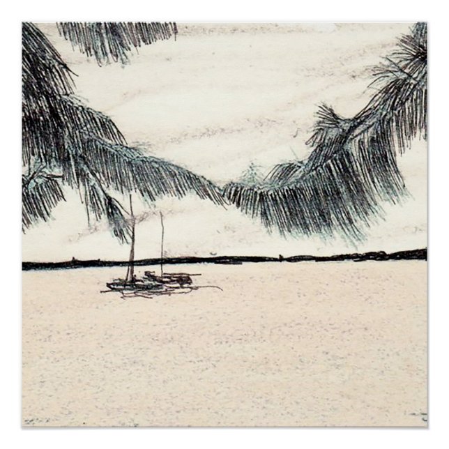 Poster Arbres Casuarina, Long Island Bahamas (Devant)