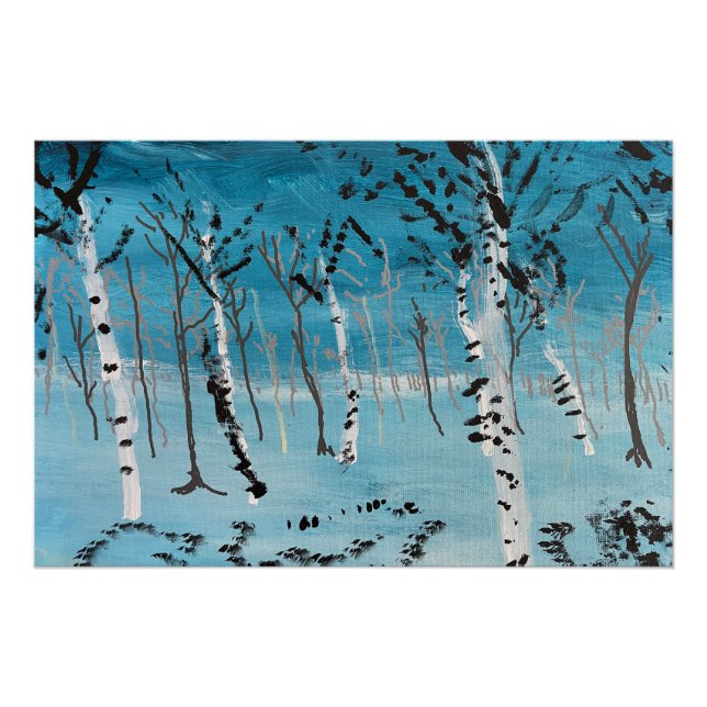 Poster "Arbres en hiver" Paysage Acrylique à bord (Devant)