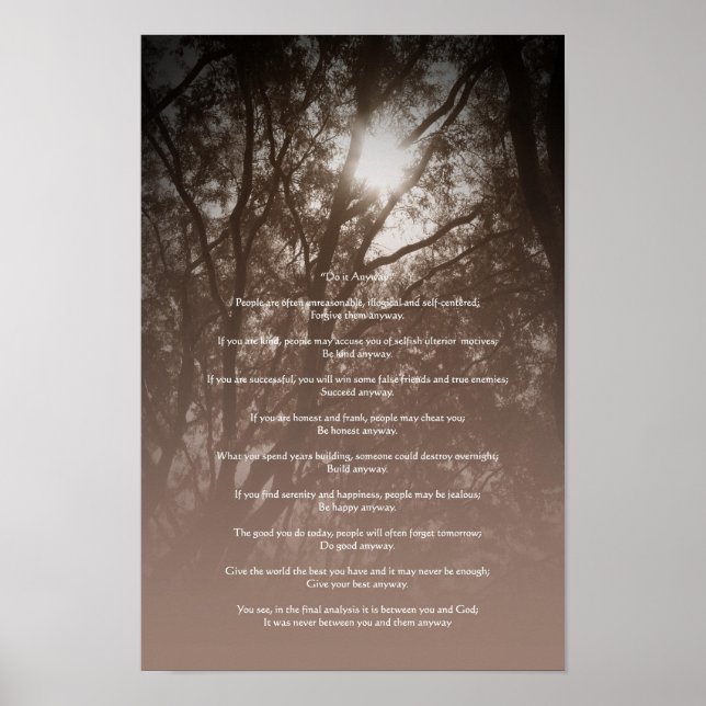 Poster Arbres lumineux "Faites-le quand même" (Devant)