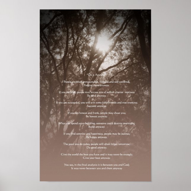 Poster Arbres lumineux "Faites-le quand même" (Devant)