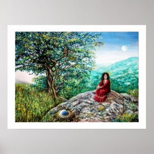 Poster ARBRES MAGIQUES / Aube dans le bois vert et dame e
