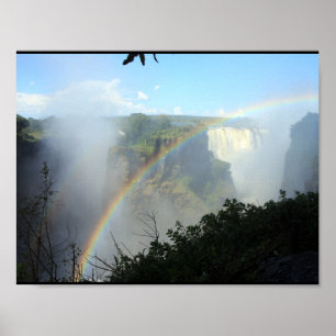 Poster arc-en-ciel chute d'eau cascade parc or doré