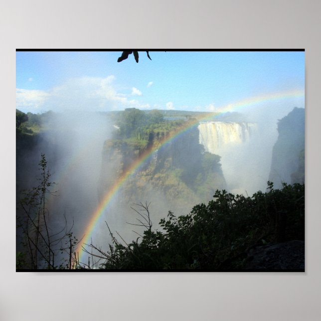 Poster arc-en-ciel chute d'eau cascade parc or doré (Devant)
