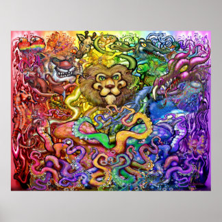 Poster Arc en ciel des animaux