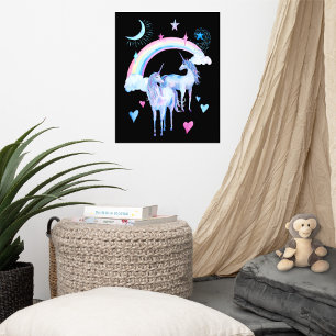 Poster Arc-en-ciel et licornes