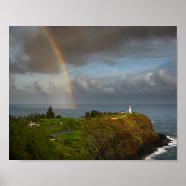Poster Arc en ciel sur le phare de Kilauea sur l'affiche  (Devant)