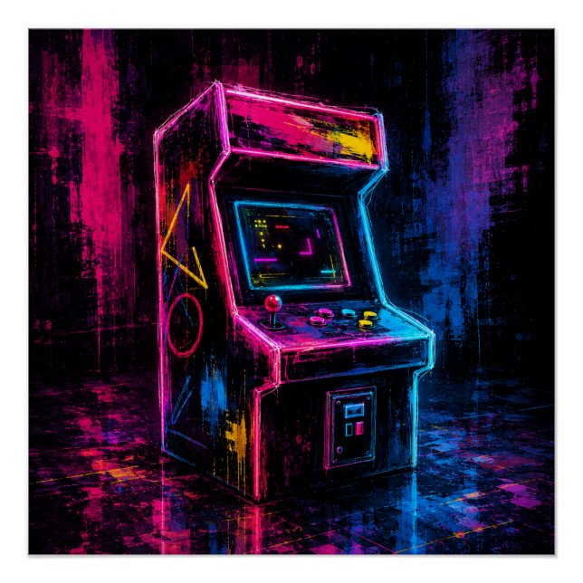 Poster Arcade Néon Vintage (Devant)