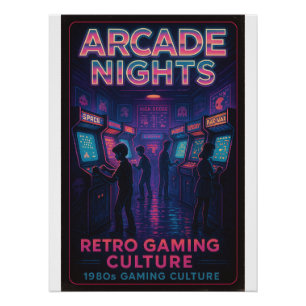 Poster Arcade Nights - Retro Gaming Culture