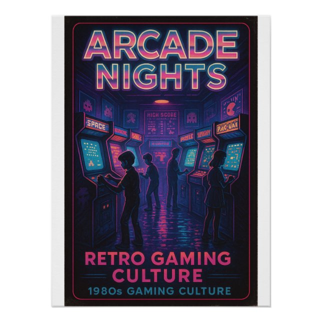 Poster Arcade Nights - Retro Gaming Culture (Devant)