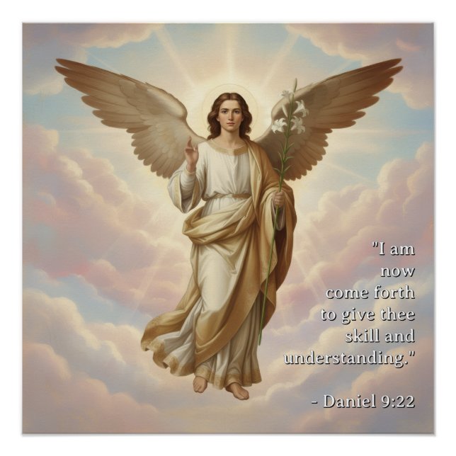 Poster Archange Gabriel avec citation biblique (Devant)