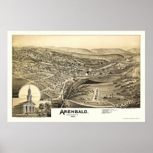 Poster Archbald, PA Carte panoramique - 1892