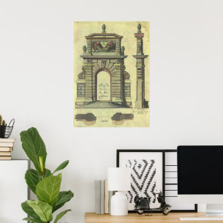 Poster Arche de la porte de jardin vintage, architecture