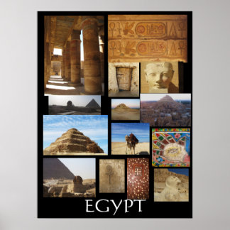 Poster Archéologie Égypte ancienne Pyramides Statues