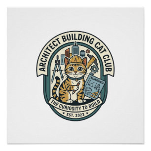 Poster Architecte Bâtiment Chat Chat T-Shirt Graphique Ar