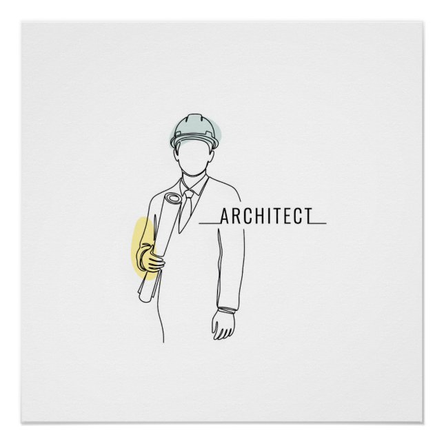 Poster Architecte simple une ligne art continu (Devant)