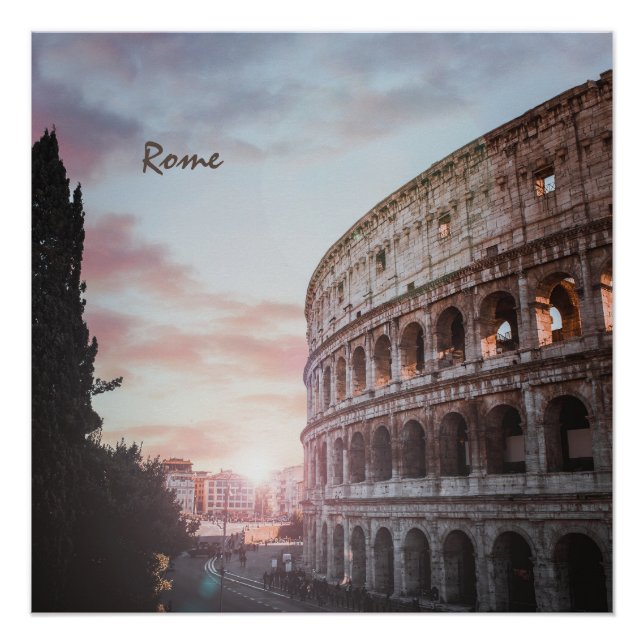Poster Architecture antique Rome coucher de soleil ville (Devant)