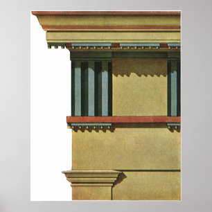 Poster Architecture Classique vintage, Temple Entablature