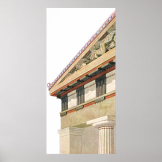 Poster Architecture grecque vintage, Temple d'Athéna